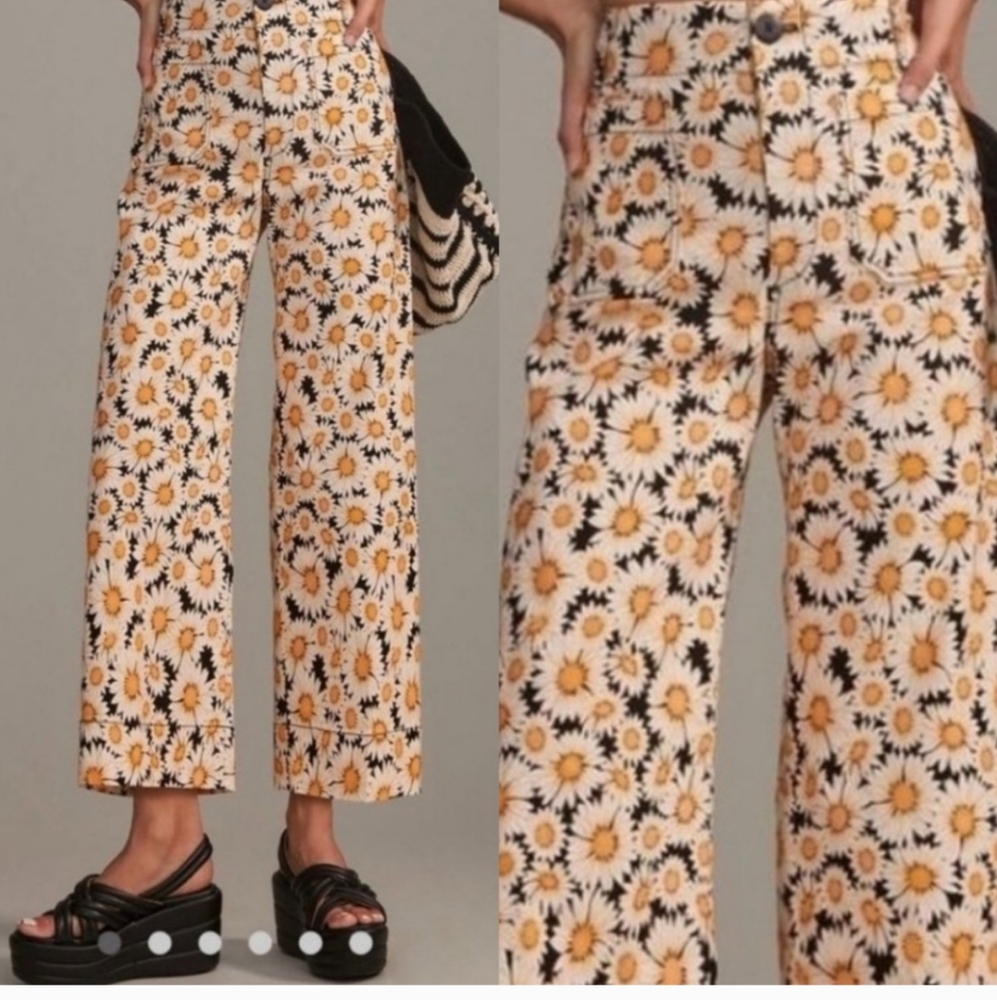 RARE Maeve Sunflower The Colette Wide Leg pants